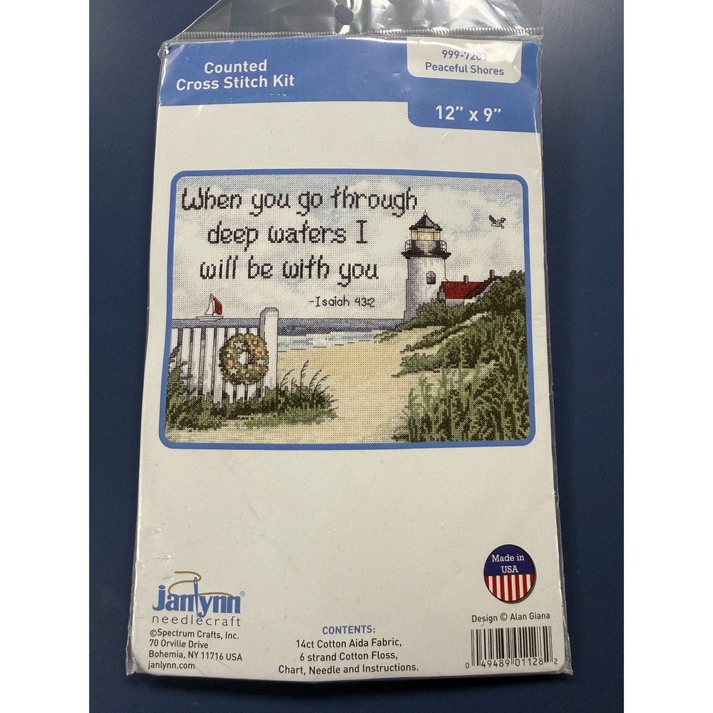 Janlynn Cross Stitch Kit When you go through deep waters New Sealed 12x9